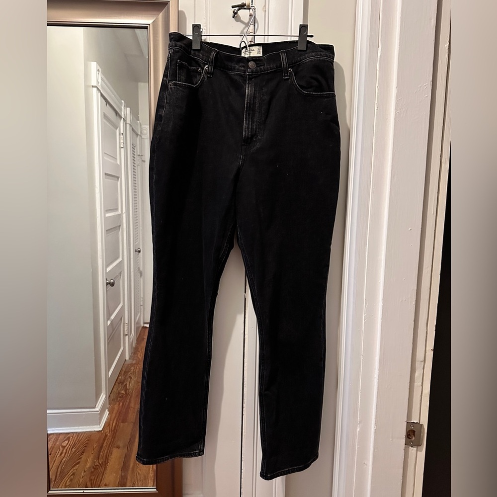 Abercrombie curve love slim straight ultra high rise black jeans